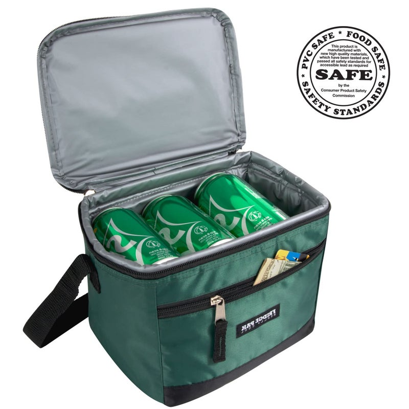 Fridge Pak 6 Can Cooler Bags Insulated Soft Cooler Lunch Bag for Men  Waterproof Leak Proof Cooler Bags Insulated (Black on Green) - Image 3
